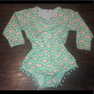 Boho Mint Pom Pom Romper
